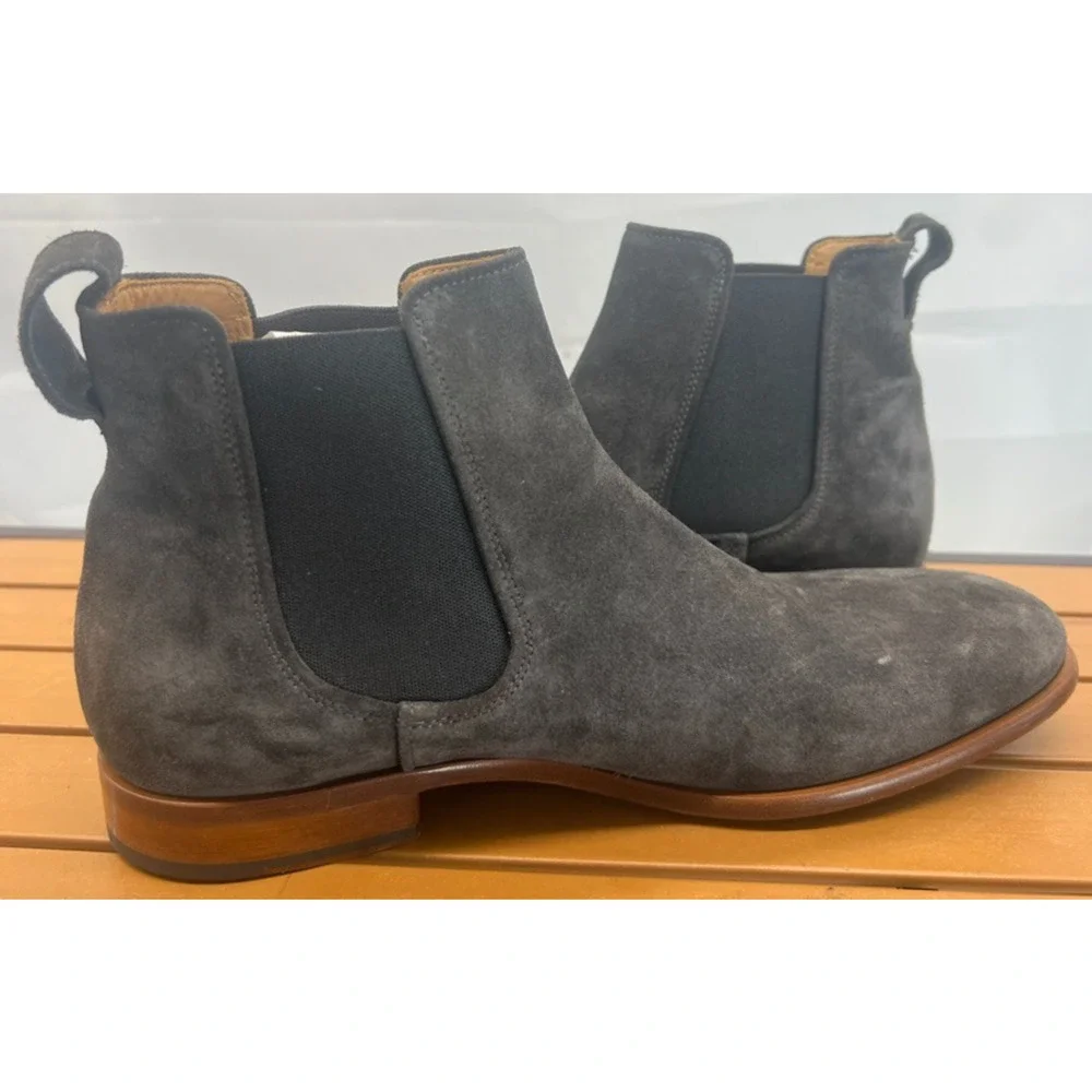 Mens Vince Aldous Chelsea Boots Slate Grey Suede 11.5 Made in Italy